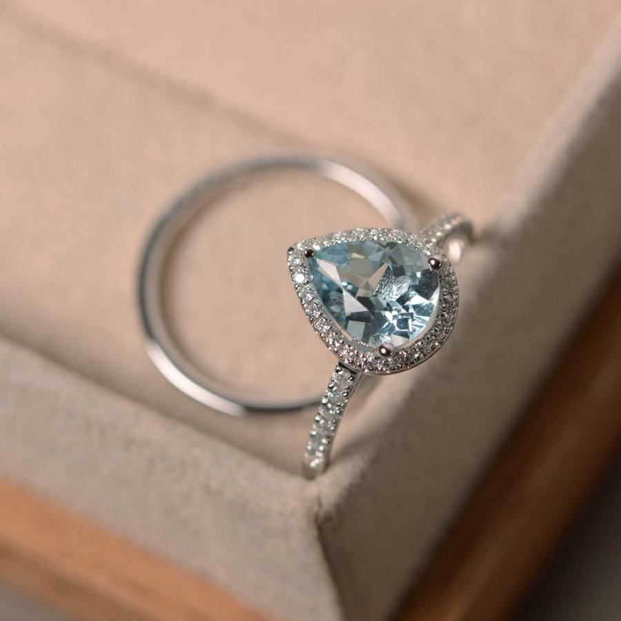 زفاف - Aquamarine ring, engagement ring, March birthstone, wedding ring