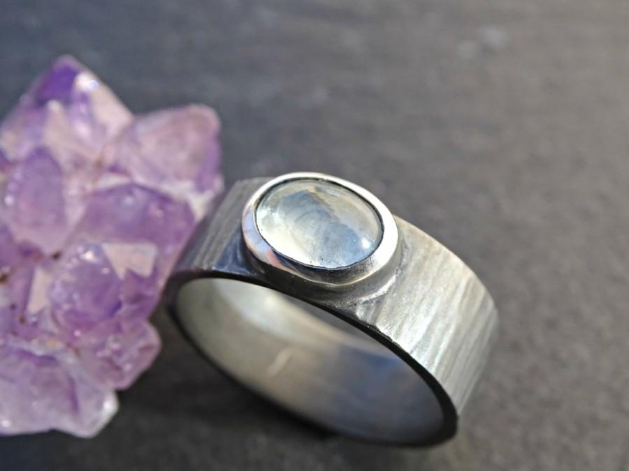 زفاف - mens aquamarine ring, wide mens ring aquamarine, black silver ring aquamarine, mens personalized ring, wood grain ring, hammered silver ring