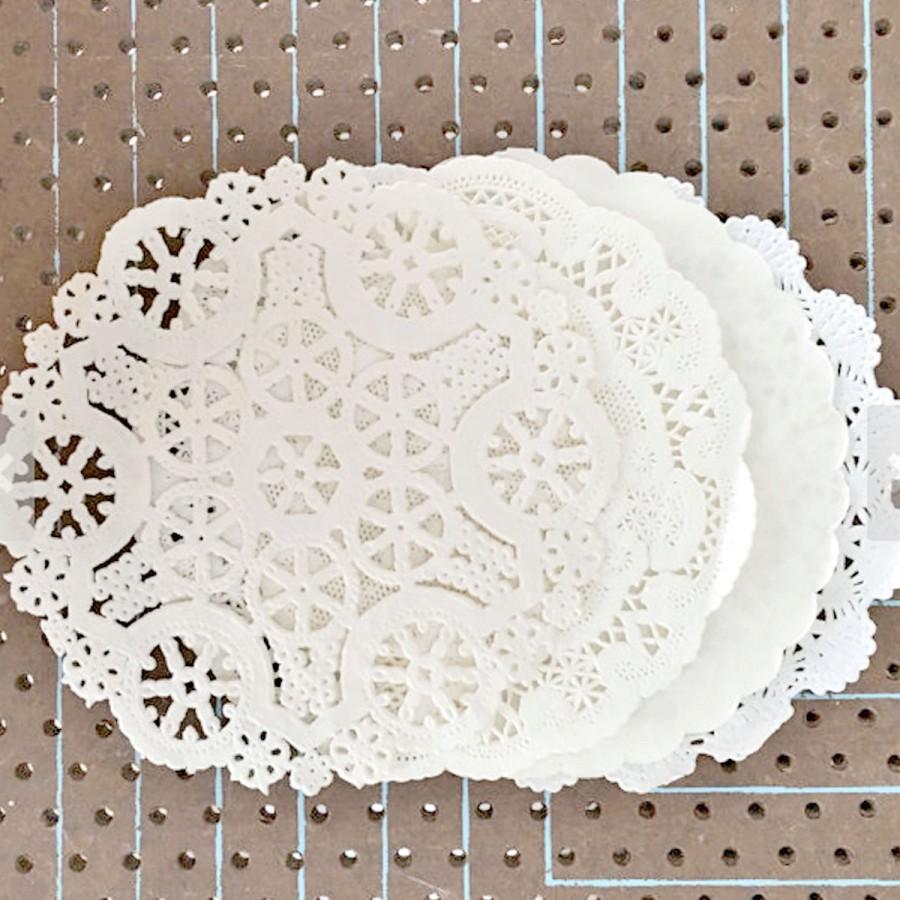 Wedding - 5 INCH IVORY Shabby, Rustic Hand Dyed Paper Lace Doilies  