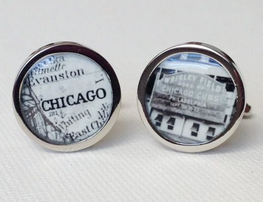 Свадьба - Vintage wrigley field Chicago cufflinks