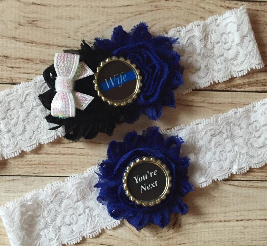زفاف - Police wife inspired wedding garter set officer police officer policeman