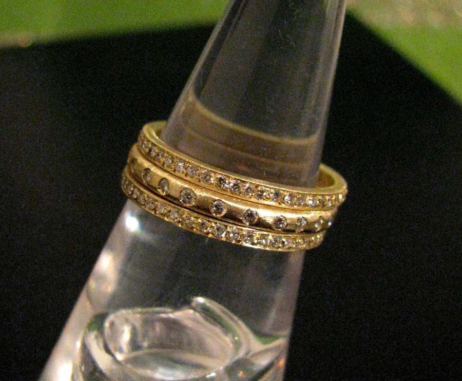 زفاف - 3/4 Carat VS2 Diamond Eternity & Pave' Stacking Rings or Wedding Set 18K Gold- any Size/Color