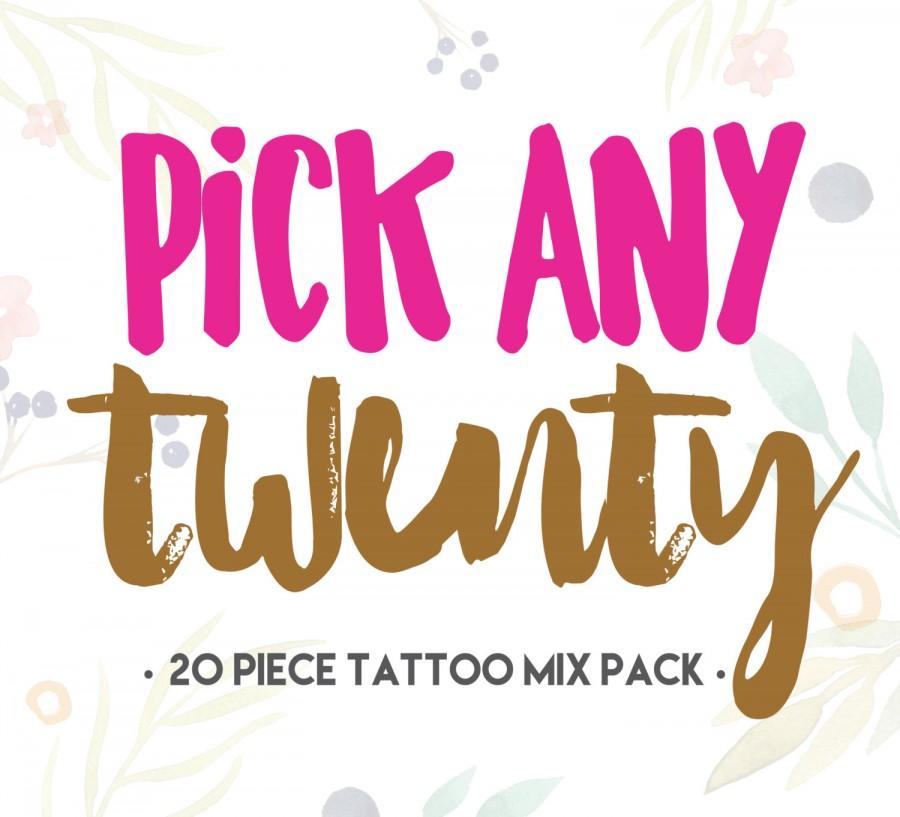 Hochzeit - Pick any TWENTY 20 Tattoos / Custom set of tattoos / Hen night / Bachelorette Party / gold temporary tattoos / wedding tattoos / hen do