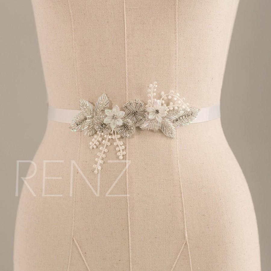 Hochzeit - Wedding sash, Bridal belt , Bridal sash, Bridesmaids sash Crystal sash Jeweled Beading Belt (LA020)
