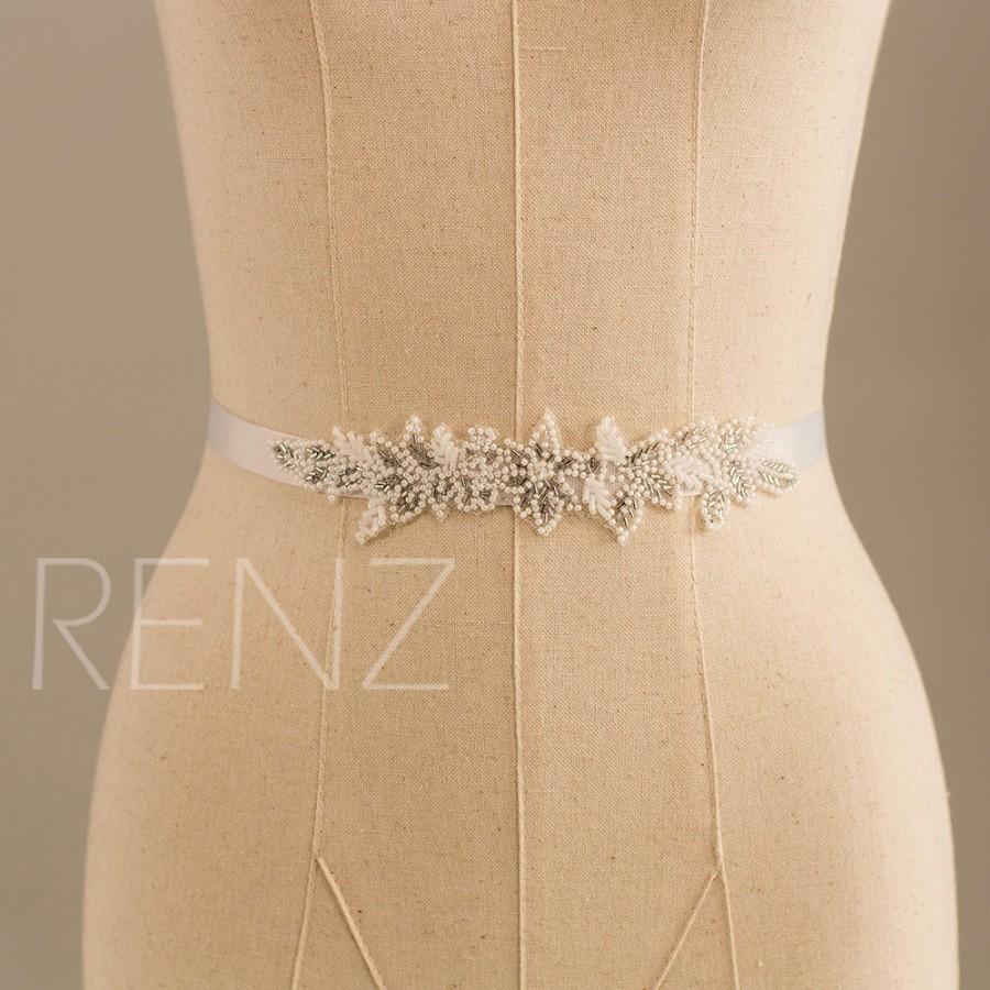 Свадьба - Wedding sash, Bridal belt, Bridal sash, Bridesmaids sash Crystal sash Jeweled Belt, Flower Beading (LA006)