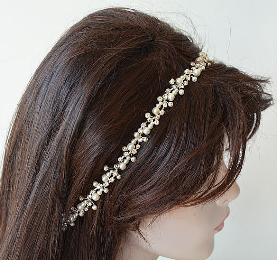 Hochzeit - Wedding Hair Accessories, Pearl bridal headband, Bridal Hair Accessories, Pearl Headband, Wedding pearl headpiece, wedding hair jewelry