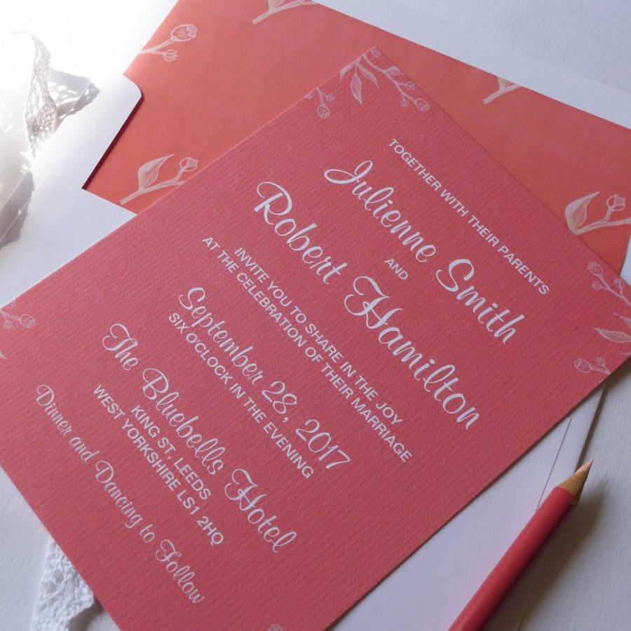 Mariage - Elegant Coral Wedding Invitation