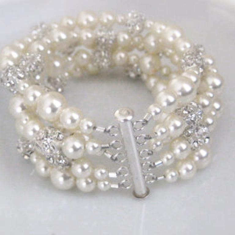 زفاف - ivory pearl bracelet