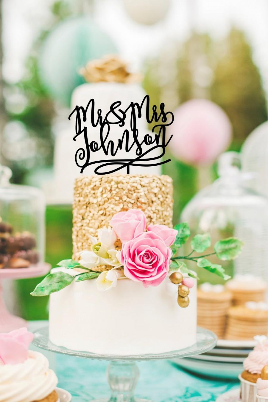 Свадьба - Wedding Cake Topper - Mr & Mrs Cake Topper - Last Name Wedding Cake Topper