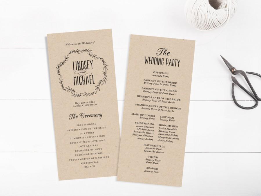 Wedding - Wedding Programs Template,Printable Programs, Instant Download, Editable Artwork and Text Colour, Edit in Word or Pages