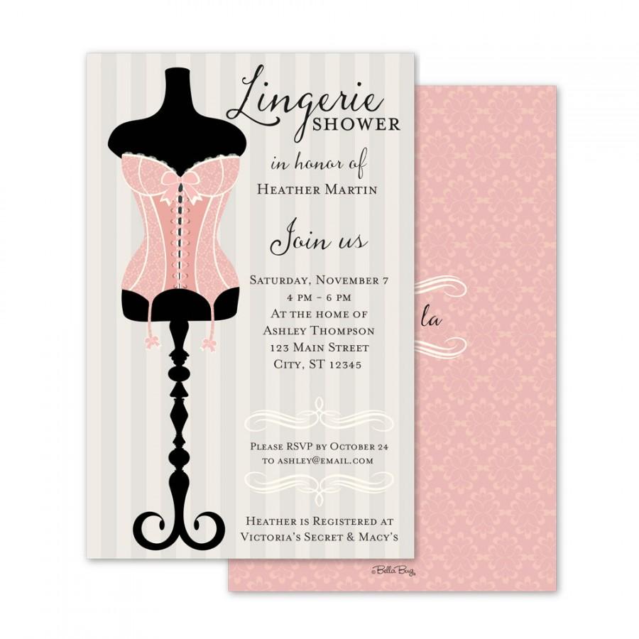زفاف - Elegant Corset Lingerie Shower Invitation (Printed)