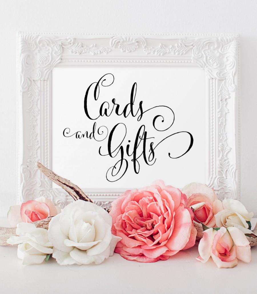 Свадьба - Cards and Gifts Sign - 8x10 sign - Printable sign in "Bella" black script - PDF and JPG files - Instant Download
