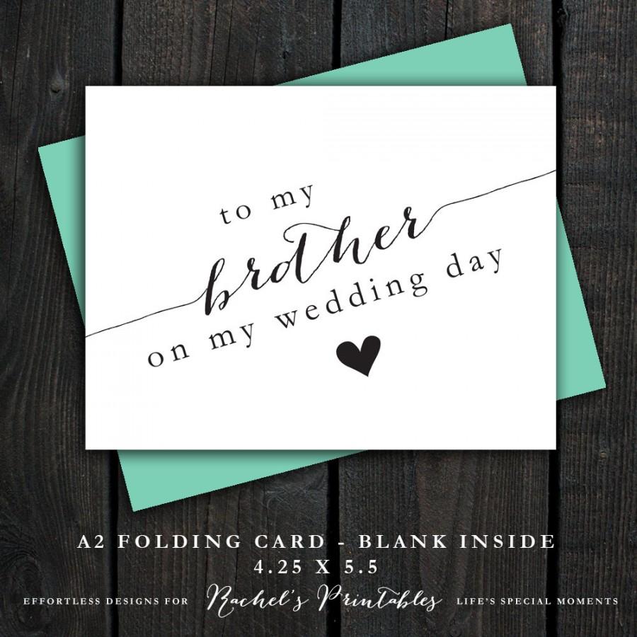 Mariage - Printable Wedding Thank You Card "To My Brother On My Wedding Day" DIY Instant Download Card Note Gift Thank Yous