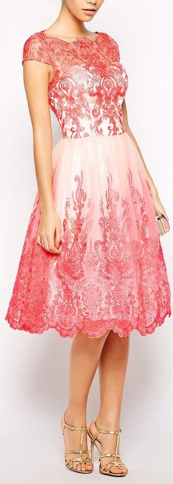 زفاف - Chi Chi London Premium Embroidered Lace Prom Dress With Bardot Neck