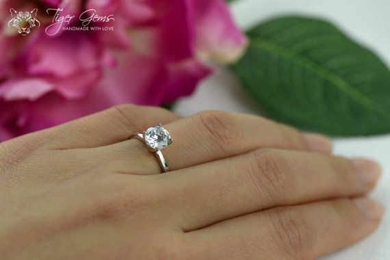 زفاف - 1.5 Ct Classic Solitaire Promise Ring, Man Made Diamond Simulant, Wedding Ring, 4 Prong Bridal Ring, Engagement Ring, Sterling Silver