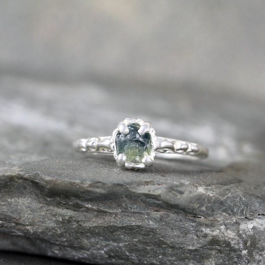زفاف - Blue Sapphire Ring - Sterling Silver Filigree - Engagement Ring - September Birthstone Ring - Antique Style Rings - Uncut Blue Gems