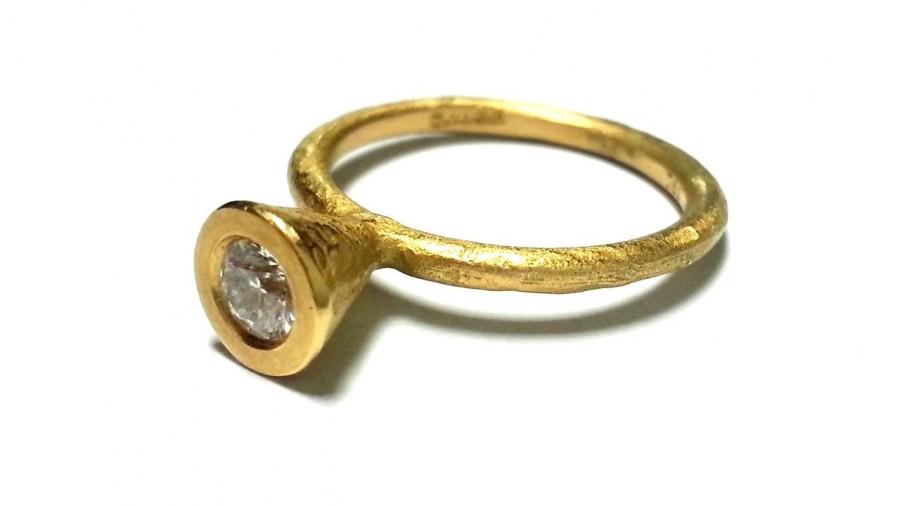 زفاف - Geometric Engagement Ring Unique Solitaire Diamond ring in Handmade Jewelry Unusal Engagement Ring Solid Gold Ring Wedding Delicate ring