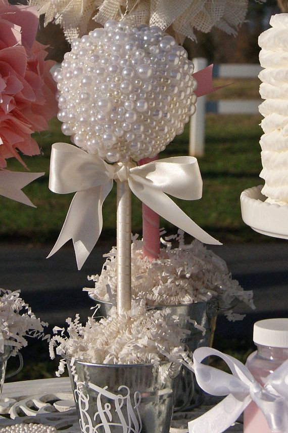 Pearl Topiary Centerpiece Baptism Center Pieces