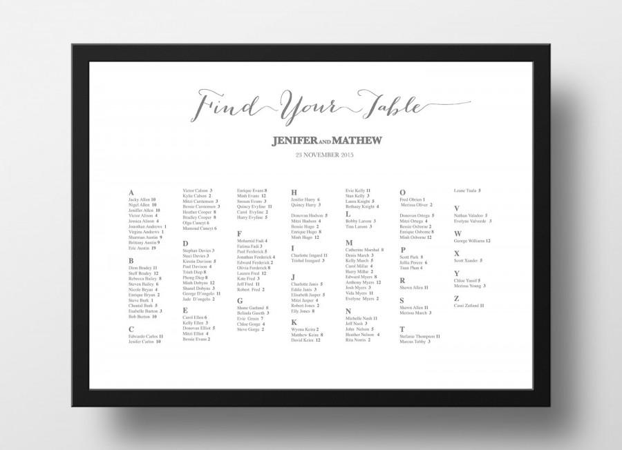 Hochzeit - Printable Seating Chart Poster Template 