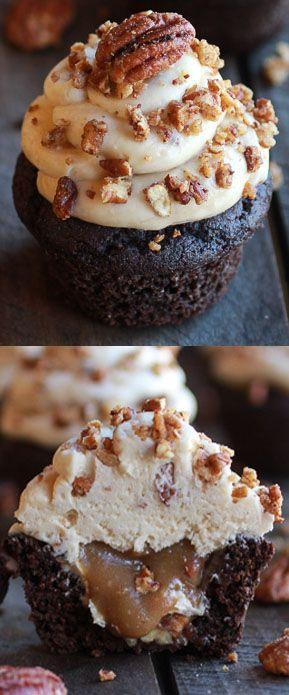 Wedding - Chocolate Bourbon Pecan Pie Cupcakes With Butter Pecan Frosting