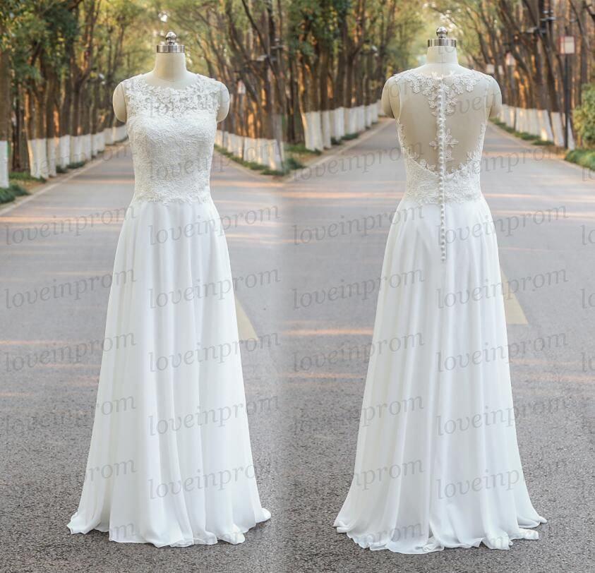 Свадьба - Vintage White/Ivory Long Wedding Dress,Cap Sleeve Handmade Chiffon Lace Wedding Dress,Ivory Lace Wedding Gowns/Bridal Dress