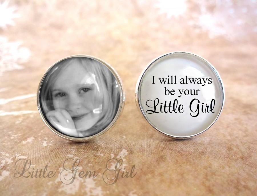 Wedding - Custom Photo Father of the Bride Cuff Links - I will always be your Little Girl - Silver Wedding Cufflinks - Personalized Picture Cuff Links