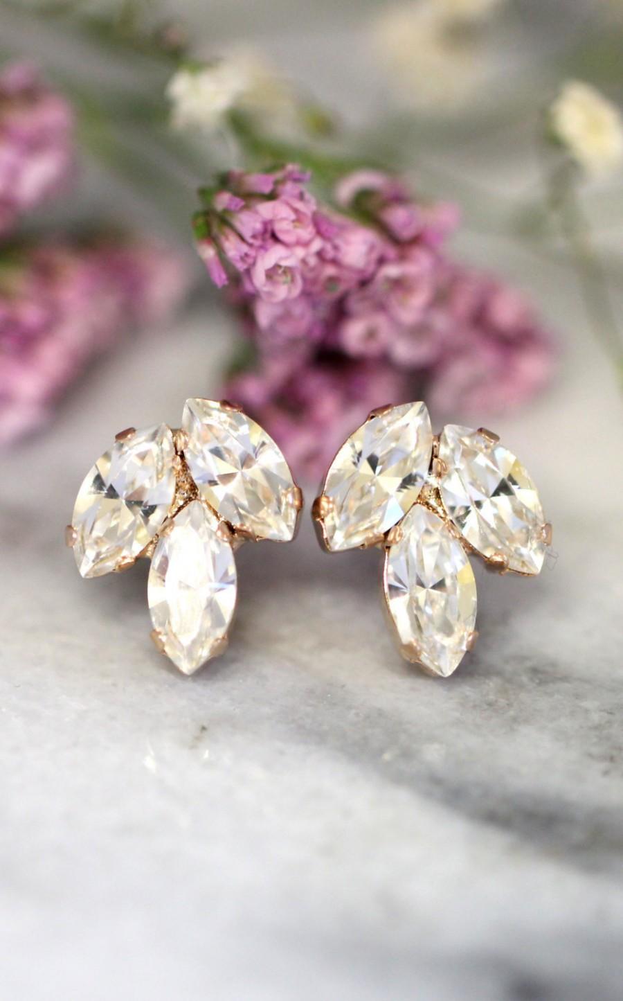 Hochzeit - Bridal Crystal Earrings,Swarovski Bridal Crystal Earrings,Bridal Cluster Earrings,Bridesmaids Earrings,Crystal Bridal Earrings,Crystal Studs