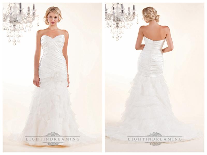 Wedding - Strapless Sweetheart Wedding Dresses with Pleated Bodice and Layered Skirt