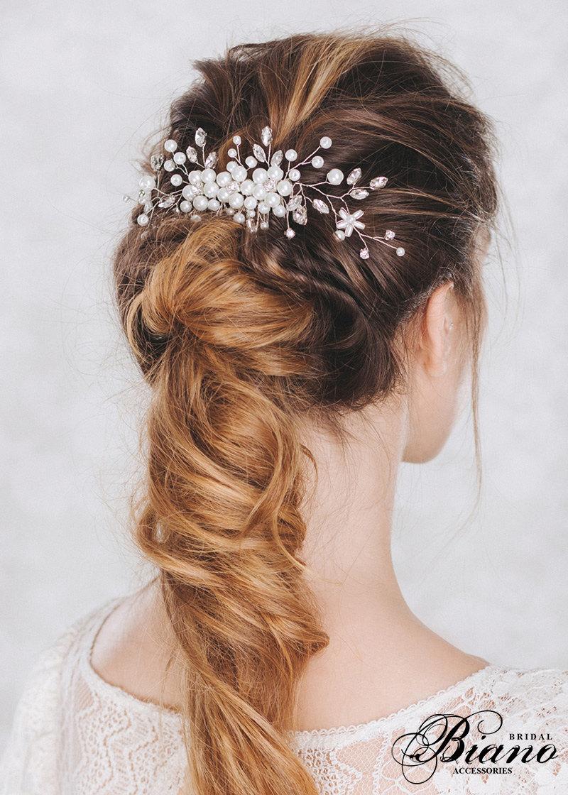 زفاف - Bridal Headpiece, Wedding Hairpiece, Pearl and Rhinestone Hairpiece,  Bridal Hair Comb, Wedding Hair Accessories