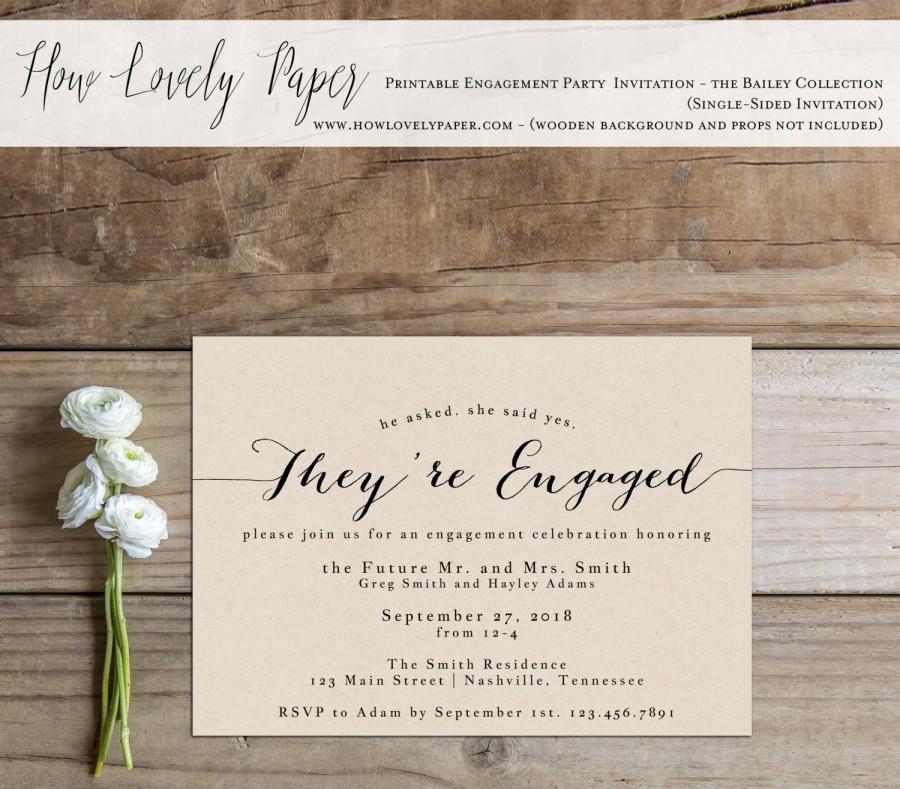 Wedding - Printable Engagement Party Invitation - the Bailey Collection