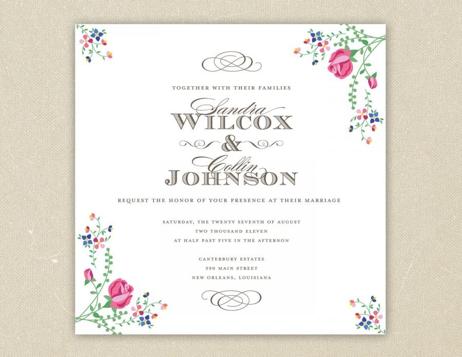 زفاف - Wedding Invitations: Southern Belle - Classic Floral Wedding Collection
