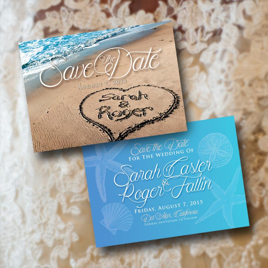 Mariage - Save the Date 5x7” card. OFFSET PRINTS listing is Customizable! Beach, Blue, Vintage, Retro