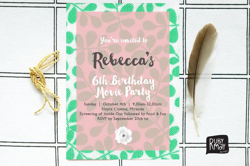 Wedding - Green and Pink Floral Invitation - digital/printed, spring birthday, garden party, bridal shower, baby shower, kitchen tea, kids birthday
