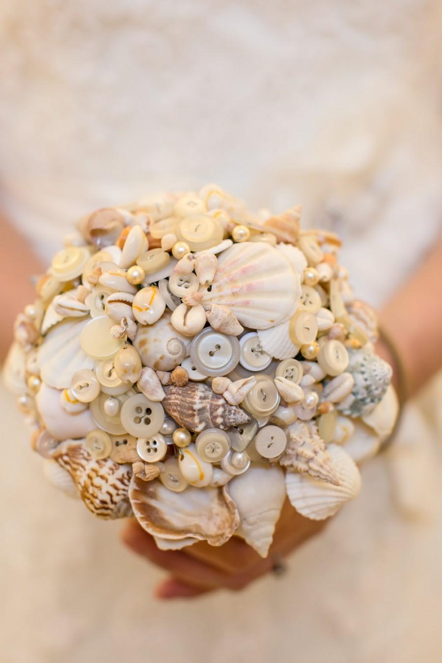 Свадьба - Shell and button bouquet