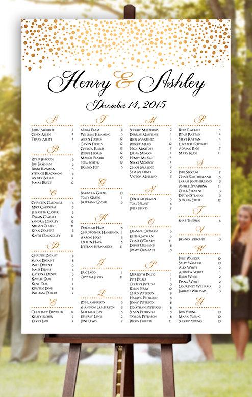 زفاف - Wedding Seating Chart -  RUSH SERVICE - Gold Polka Dots Confetti Sprinkle Navy Wedding Seating Chart  Poster - Digital Printable File HBC104