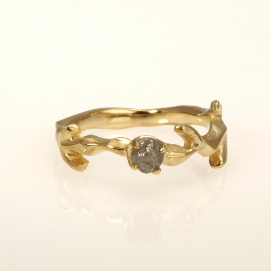 Wedding - Uncut Diamond ring.engagement ring,14kt  gold solitaire ring,Rough Diamond engagement rin.   RG-1107