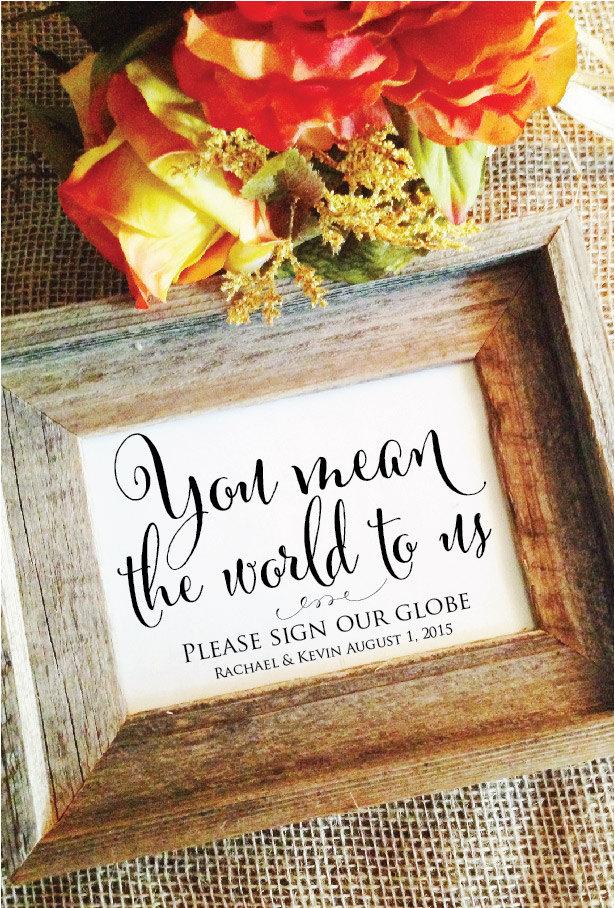 Hochzeit - You mean the world to us please sign our globe (stylish) (Frame NOT included)