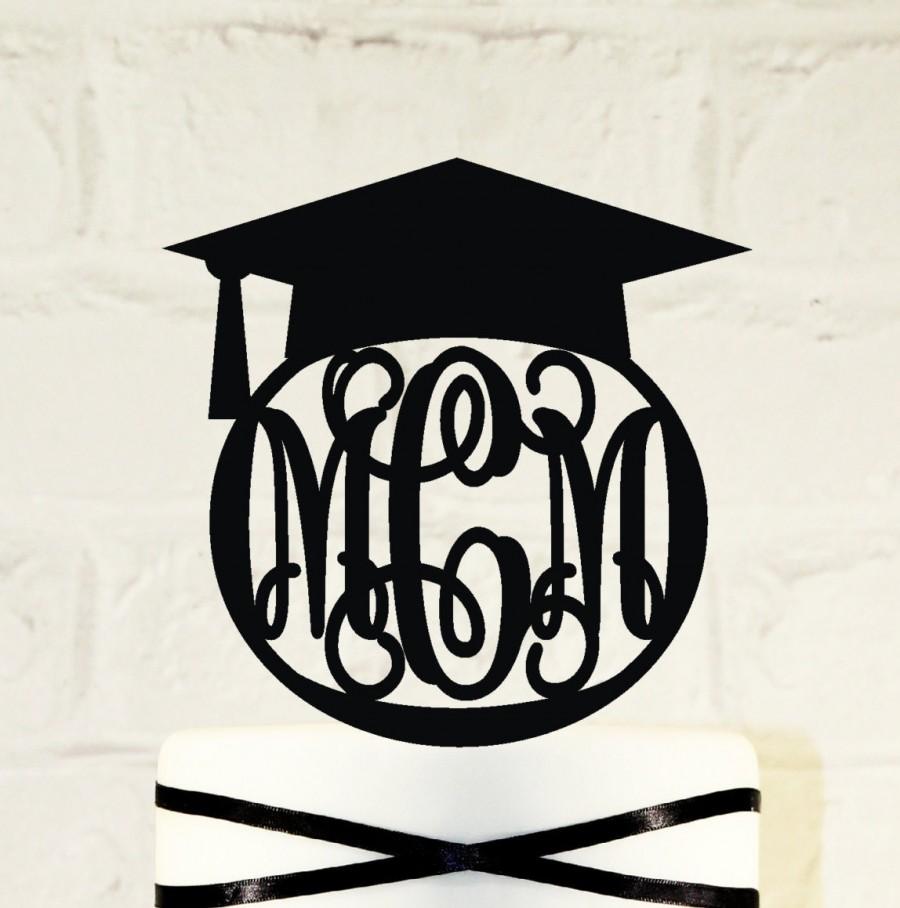 Wedding - Initials Graduation 2016 Personalized Cake Topper Graduation Party