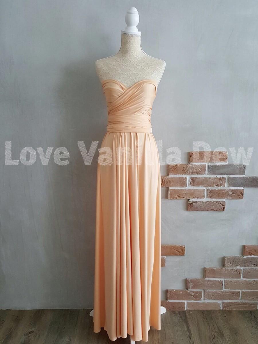 Hochzeit - Bridesmaid Dress Infinity Dress Peach Floor Length Maxi Wrap Convertible Dress Wedding Dress