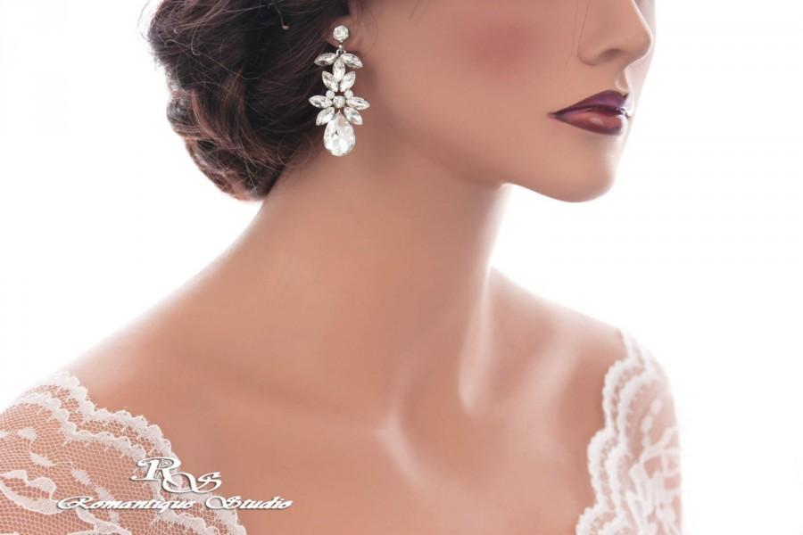Свадьба - Crystal bridal earrings teardrop marquise crystal earrings rhinestone wedding earrings bridesmaid earrings wedding jewelry accessory 1336