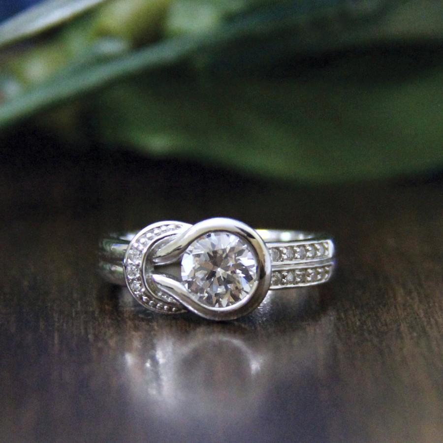 Wedding - 0.80 ct Knot Engagement Ring-Brilliant Cut Diamond Simulants-Cubic Zirconia Ring-Promise Ring-Statement Ring-925 Sterling Silver-R46719