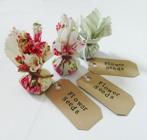 زفاف - Set Of 10 Country Garden Flower Seed Wedding Favours With Hand Stamped Labels