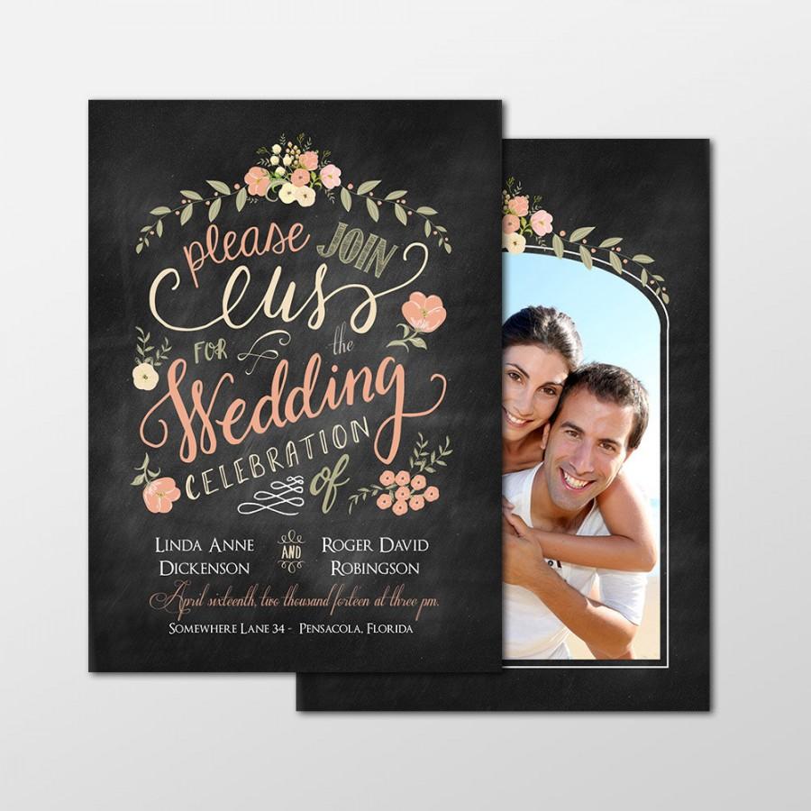 Mariage - Custom Personalized Digital Wedding Invitation Photo Cards, 5x7 PRINTABLE or PRINTED - Join Us