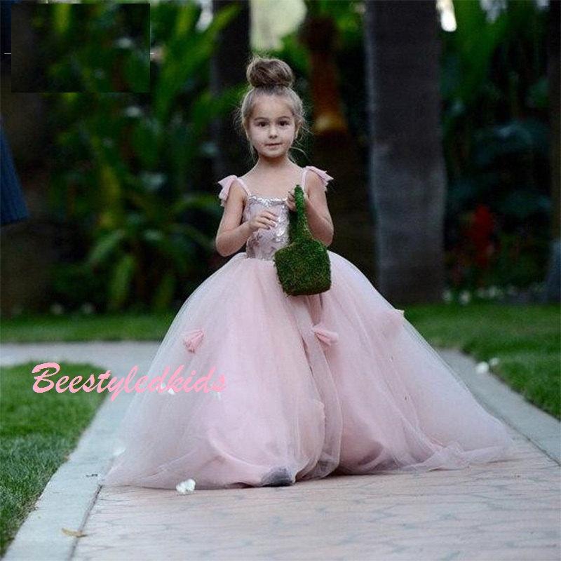 Wedding - Devine  Girls Princess Blush Pink Floor Length Tulle Gown. Also avail in Other colours