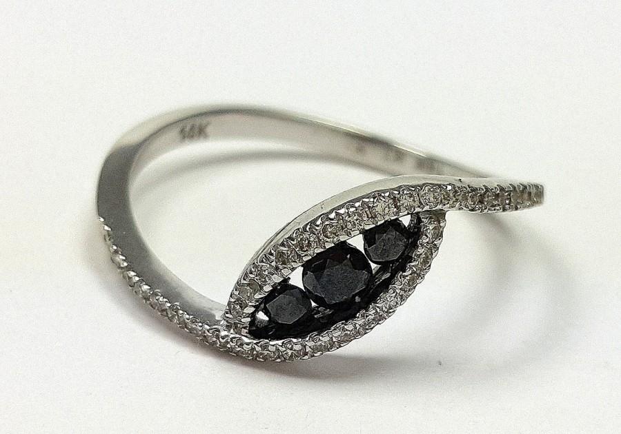 زفاف - Black diamond engagement ring, Wedding ring, Promise Ring, Black Ring, Statement ring, White gold ring, Art deco ring, Band ring, Twist ring