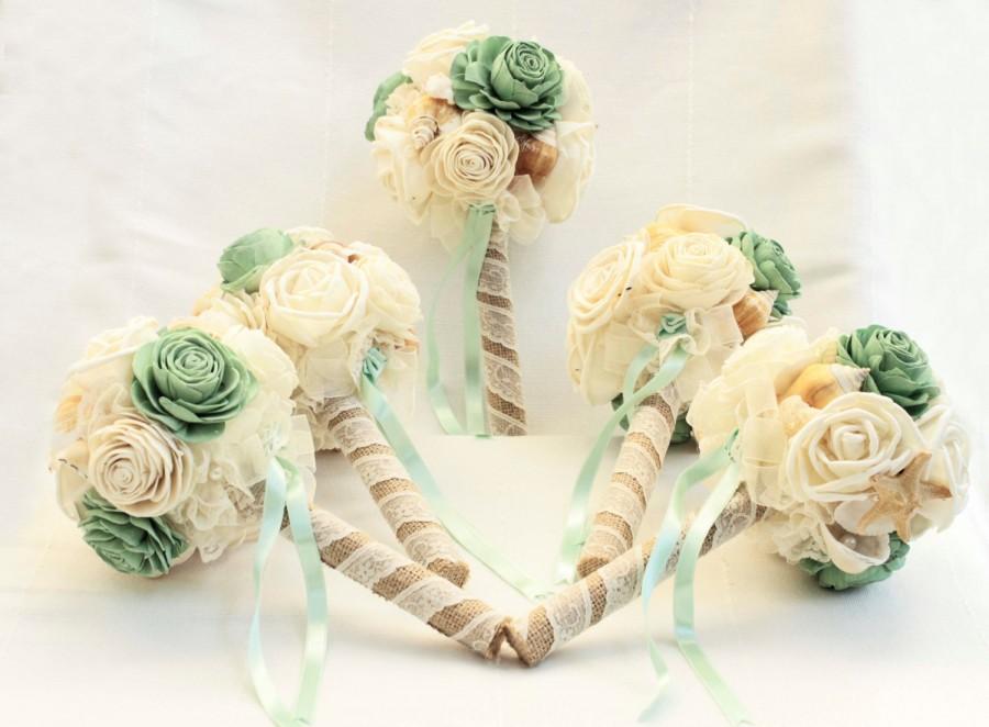 زفاف - Bridal bouquet Sea, Seaside Wedding, Wedding bouquet Handmade,  sea shell bouquet, Sola flowers
