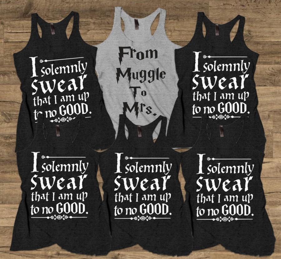 Hochzeit - Custom Bridesmaid Tank, Bachelorette Party Shirts, From Muggle to Mrs,