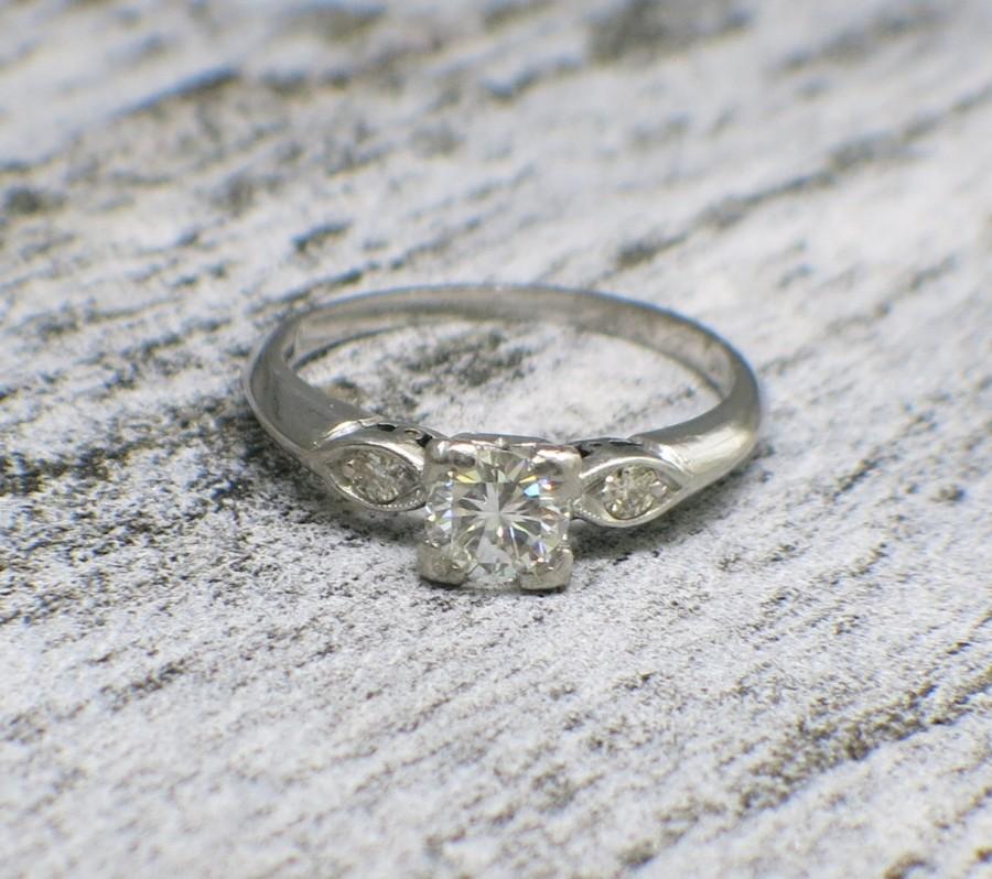 زفاف - Vintage Platinum Diamond Engagement Ring