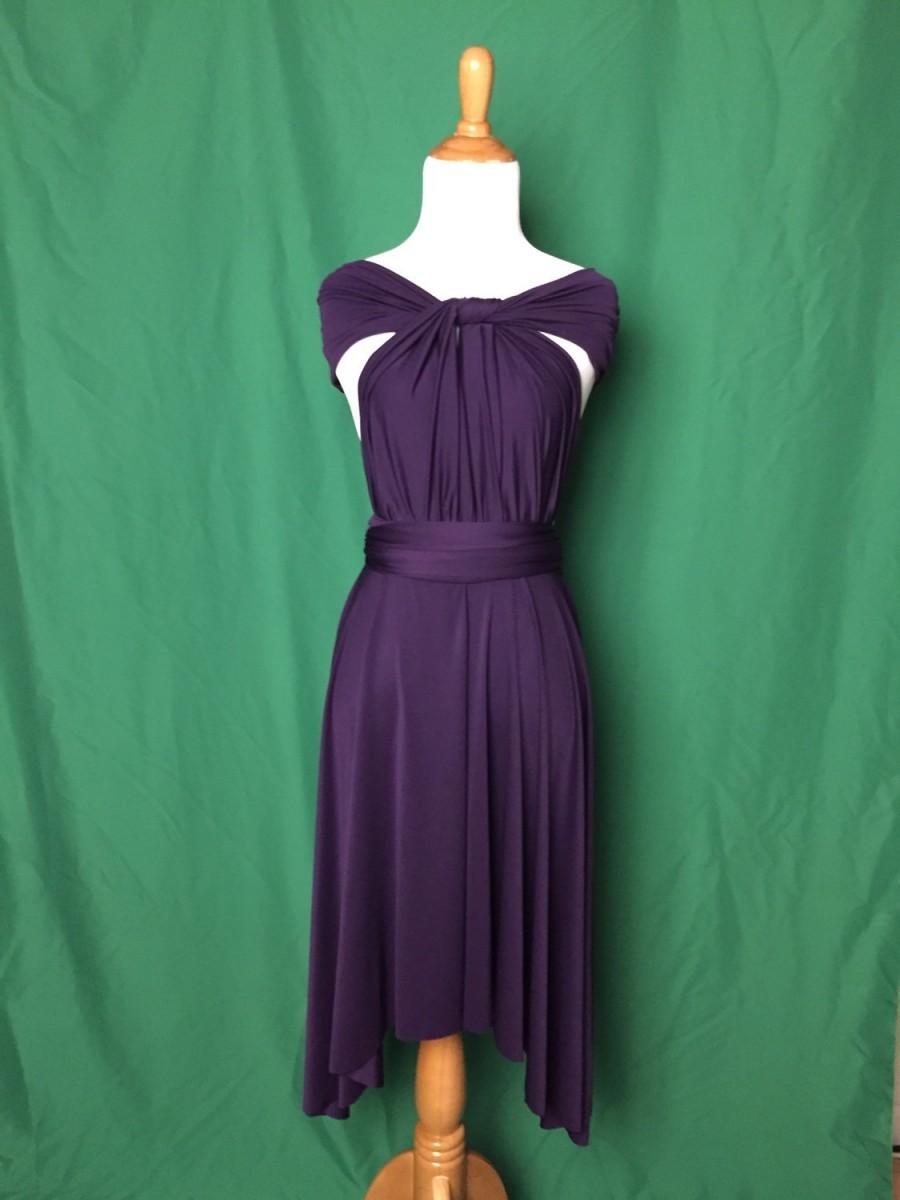 Mariage - Dark Purple dress，Bridesmaid Dress , Infinity Dress,Knee Length Wrap Convertible Dress.Party dress A18#