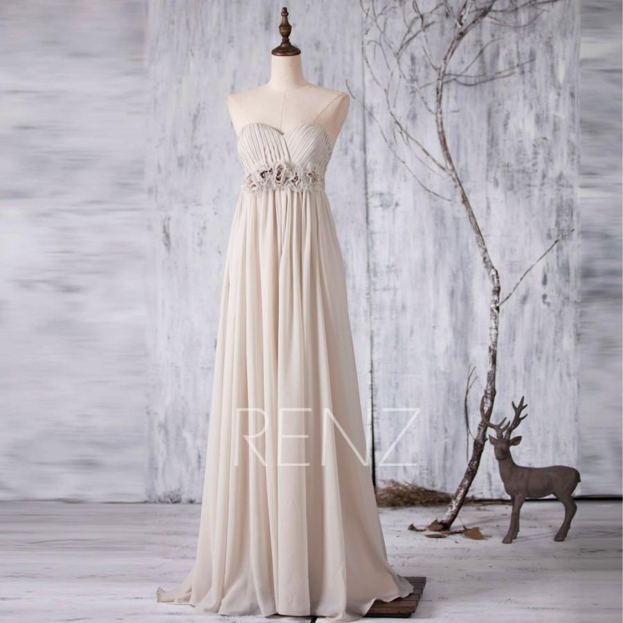 زفاف - 2016 Light Gray Bridesmaid dress, Grey Long Wedding dress, Strapless Rosette dress, Empire Waist Sweetheart Prom dress floor length (L031)